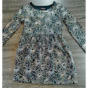 Cat & Jack Girls Spiderweb Dress Size 7/8 Black Silver Gothic Halloween